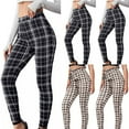 thumbnail image 1 of QATAINLAV Plaid Pants for Women High Waisted Slim Workout Yoga Pant Summer Casual Comfy Trousers Stretchy Skinny Workout Leggings Prime Sales Today Black XXL, 1 of 7