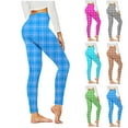 thumbnail image 1 of QATAINLAV Plaid Yoga Leggings for Women High Waisted Butt Lift Fitness Gym Legging Pants Tummy Control Full Length Tight Stretch Leggings Holiday Deals Hot Pink XL, 1 of 7