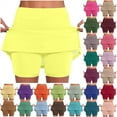 thumbnail image 1 of QATAINLAV Pleated Skirts for Women Casual Layered Ruffle Mini Skirt Shorts Milk Silk Soft Athletic Yoga Culottes Solid Color Golf Tennis Skirts Green XXL, 1 of 7