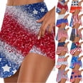 thumbnail image 1 of QATAINLAV Plus Size 4th of July Skort, Women 2024 Summer Fake Two Piece Yoga Shorts American Flag Patriotic Tennis Skirts Ofertas Flash Green L, 1 of 6