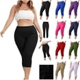 thumbnail image 1 of QATAINLAV Plus Size Capri Pants for Women Casual Elastic Waist Tight Yoga Pants Summer Solid Color Cropped Trousers Loungewear, Purple, XXXXXL, 1 of 9