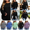 thumbnail image 1 of QATAINLAV Plus Size Long Sleeve Shirts for Women Loose Casual Crew Neck Raglan Tops with Thumb Hole Fall Layering T-Shirts, 1 of 11