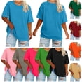 thumbnail image 1 of QATAINLAV Plus Size Tops Casual Oversized Tshirts for Women Loose Fit Crew Neck Blouses Summer Basic Tees Hot Pink XXL, 1 of 6