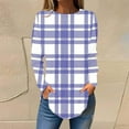 thumbnail image 1 of QATAINLAV Plus Size Tops for Women 2025 Fall Fashion Plaid Long Sleeve Shirts Casual Loose Fit Pullover Blouse Going Out Outfits Best Sales Today Purple XL, 1 of 5