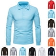 thumbnail image 1 of QATAINLAV Polos Shirts for Men Button Lapel Golf Shirt Solid Long Sleeve Pullover Tops Outdoor Casual Business Outfits Back to College Sales White L, 1 of 8