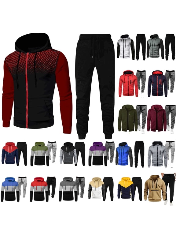 Track Suits for Men 2 Piece Outfit Zip Up Hooded Coats and Drawstring Cinch Bottom Sweatpants with Pockets Joggers Sweatsuits Gray S