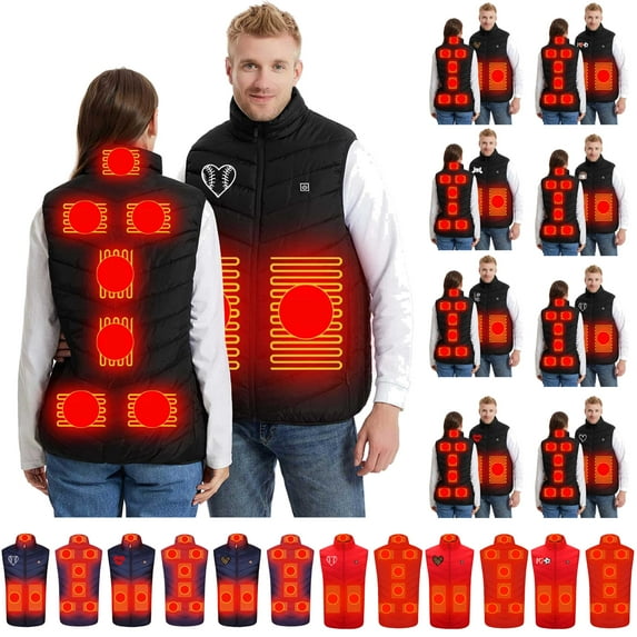 QATAINLAV Prime Sales ClearanceMens Heated Vest with 3 Heating Level & 9 Heating Zones, Washable Lightweight Zip Heated Vest with Battery Pack Red S