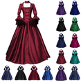 thumbnail image 1 of QATAINLAV Princess Dress for Women Elegant Flare Sleeve Party Dress Court Retro Renaissance Victorian Maxi Dresses Halloween Cosplay Costume Red XL, 1 of 7