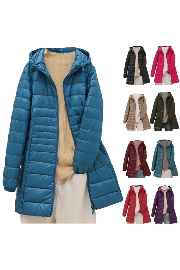 Puffer Jacket Womens Winter Coats Lightweight Long Quilted Jackets Solid Color Casual Down Coat Windproof Outwear, Army Green, M