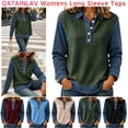 thumbnail image 1 of QATAINLAV Quarter Button Patchwork Shirts for Woman Long Sleeve Turn Down Collar Tops Going Out Travel Daily Wear, 1 of 10