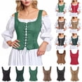 thumbnail image 1 of QATAINLAV Renaissance Corset Costume Women Pirate Medieval Waist Cinched Vest Tops Solid Color Lace Up Victorian Bodice, Black, XXL, 1 of 5