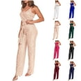 thumbnail image 1 of QATAINLAV Rompers for Women 2025 High-Waisted Glitter Sequin Slim Jumpsuit Casual Sleeveless Sling Cold Shoulder V Neck One Piece Pants Camisas Para Hombres Dark Blue S, 1 of 6