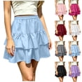 thumbnail image 1 of QATAINLAV Ruffle Skirts for Women Elastic High Waist Cute Tiered Pleated Mini Skirt Casual Comfy Flowy A Line Short Skirts Black XL, 1 of 7