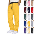 thumbnail image 1 of QATAINLAV Sweat Pants for Men Fashion Color Block Lounge Pants Casual Drawstring Waist Open Bottom Joggers Sweatpants with Pockets Yellow S, 1 of 7