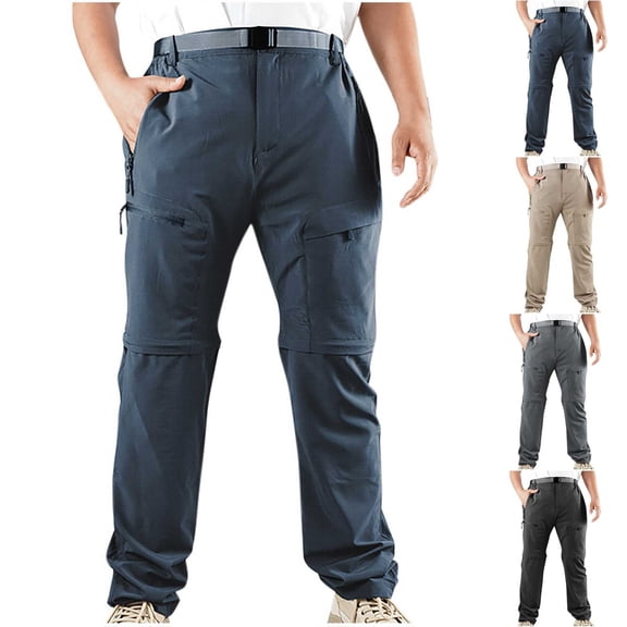 QATAINLAV Gifts for Mom Mens Hiking Pants Casual Quick Dry Convertible Zip Off Fishing Pants Outdoor Loose Tactical Work Trousers with Pockets Khaki M