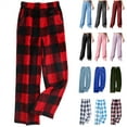 thumbnail image 1 of QATAINLAV Womens Plaid Fannel Pajama Bottoms Soft Comfy Lounge Pants Baggy Wide Leg Sleepwear with Pockets, Pink, XXXL, 1 of 6