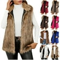 thumbnail image 1 of QATAINLAV Women's Faux Fur Vest Sleeveless Short Jacket Winter Warm Fur Coat Waistcoat Outerwear, Brown, XXL, 1 of 9