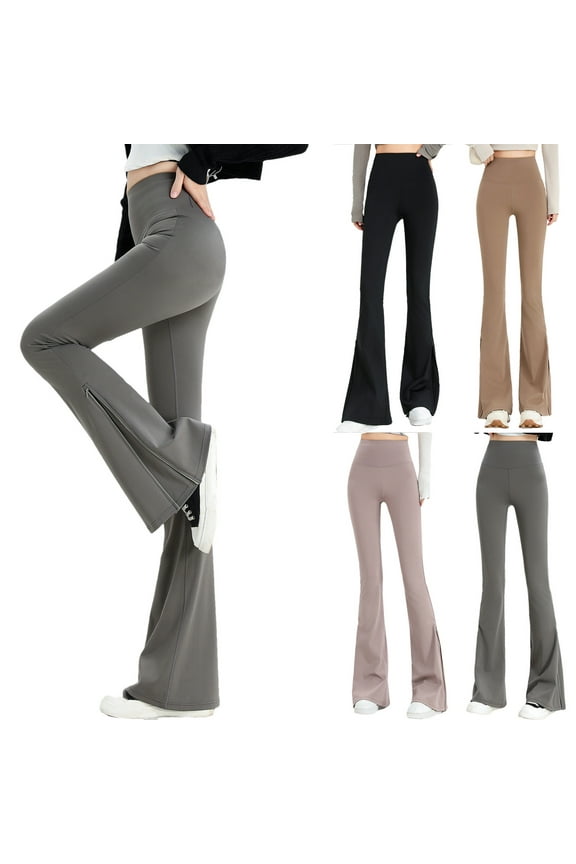 Sales Today Womens High Waisted Flare Leggings Tummy Control Bootcut Yoga Pants Gym Slim Fit Wide Leg Athletic Workout Legging Pants Black L