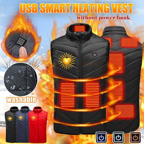 QATAINLAV Sales of the Week Heated Vest for Men Women with Pockets, 9 Heating Zones Electric Outdoors Heating Jacket Coat 2024 Winter Keep Warm Sleeveless Heated Coats Blue L