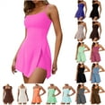 thumbnail image 1 of QATAINLAV Sales of The Week! Womens Tennis Dress with Built in Shorts and Bra Spaghetti Straps Athletic Golf Dresses Summer Side Slit Workout Mini Dresses Brown L, 1 of 4