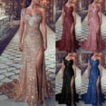 thumbnail image 1 of QATAINLAV Sequin Dress for Women Casual One Shoulder Prom Dress Elegant Sparkly Glitter Evening Dresses Side High Slit Cocktail Dress Sales of The Day Lightning Wine L, 1 of 7