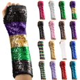 thumbnail image 1 of QATAINLAV Sequin Gloves for Women Elegant Long Fingerless Gloves Holiday Party Y2K Streetwear Clubwear Rave Party Costume Black, 1 of 5