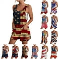 thumbnail image 1 of QATAINLAV Fourth of July Outfit Women RomperUSA Flag Prints Rompers Women's Casual Sleeveless Strap One Piece Shorts Lightweight Linen Going Out Sport Jumper with Pocket Blue XL, 1 of 6