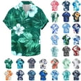 thumbnail image 1 of QATAINLAV Short Sleeve Button Down Shirts Fashion Tropical Graphic Summer Beach Tops Casual Lapel Tshirts Vacation Outfits Multicolor L Today Prime Sales, 1 of 6