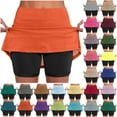thumbnail image 1 of QATAINLAV Skirt Shorts for Women Solid Layered Ruffle Mini Skirts with Shorts Casual High Waisted Tennis Skirts Milk Silk Soft Yoga Shorts Orange 3XL, 1 of 7