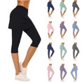 thumbnail image 1 of QATAINLAV Skirted Leggings for Women Tennis Golf Skorts Pants Solid Casual Clothing Gym Yoga Legging with Skirts, Purple, XL, Gifts for Girls, 1 of 7