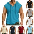 thumbnail image 1 of QATAINLAV Sky Blue Mens Summer Henley V Neck Hooded Workout Tops Solid Color Casual Short Sleeve Tee Shirt L, 1 of 6
