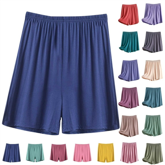 QATAINLAV Sleeping Shorts Women 2025 Summer Casual Baggy Lounge Wide Leg Shorts Solid Color Plus Loose Fit Comfy Pajama Shorts Pink XXL Limited Time Sale