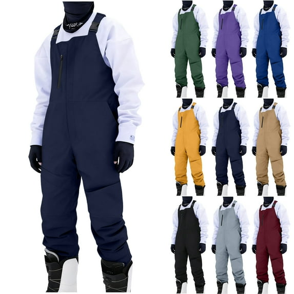 QATAINLAV Snow Suit for Men Waterproof Windproof Insulated Ski Overalls Outdoor Athletic Warm Snowboard Pants with Pockets Purple XXXL
