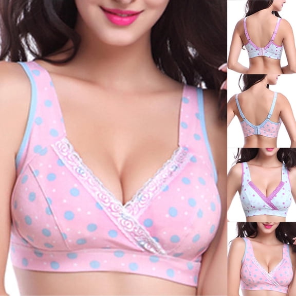 QATAINLAV Sports Bra for Women Crossover Deep V-neck Support Bralette Trendy Polka Dot Print Underwear Ofertas de Hoy en Liquidación, Pink