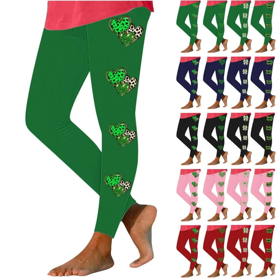 QATAINLAV St Patrick Day Leggings for Women Plus Size Irish Green Shamrock Leggings Milk Silk Soft High Waist Yoga Pants Holiday Tights Black XXL Birthday Gifts