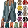 thumbnail image 1 of QATAINLAV Suit Jackets for Women Business Casual Open Front Blazers Lightweight Office Work Cardigan Coats with Fake Pockets, Navy, M, 1 of 7