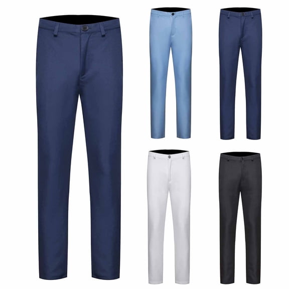 QATAINLAV Suit Pants for Men Big and Tall Business Casual Outfits Slim Straight Leg Dress Pants Solid Color Button Waist Formal Trousers with Pockets White 4XL