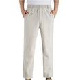 thumbnail image 1 of QATAINLAV Suit Pants for Men Summer Lightweight Linen Beach Pants Basic Solid Color Elastic Waist Straight Trousers with Pockets Pantalón de Vestir Para Hombre Beige XL, 1 of 4