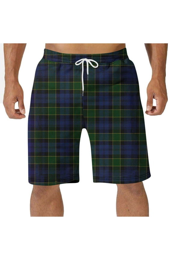 Summer Casual Beach Shorts Men Trendy Plaid Print Shorts Outdoor Drawstring Loose Sport Shorts with Pockets Elastic Waist Pajama Pant Easter Gifts for Teens Purple 3XL