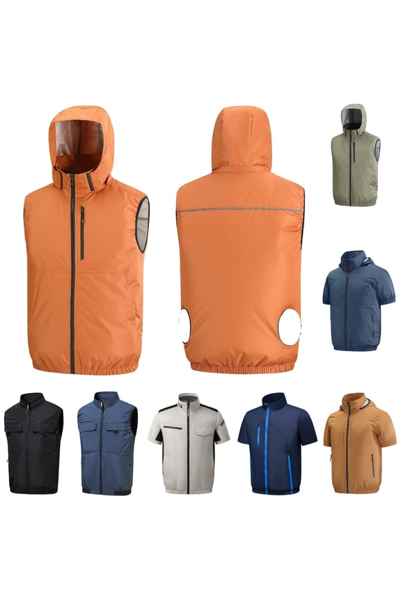 Summer Conditioning Cooling Jackets for Men Color Block Short Sleeve Lightweight Coat Sun Protection Clothing Gray S