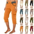 thumbnail image 1 of QATAINLAV Summer Savings! Cargo Capri Pants for Women 2025 Fashion Hiking Jogger Cropped Pants Drawstring Stretch High Waisted Running Capris Workout Activewear Dark Blue M, 1 of 7