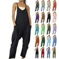 thumbnail image 1 of QATAINLAV Summer Sleeveless Jumpsuits for Women Casual Loose Spaghetti Strap Overalls Basic Solid Wide Leg One Piece Pants with Pockets Summer Savings Orange XL, 1 of 5