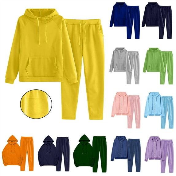 QATAINLAV Sweat Sets for Women 2 Piece Outfits Fashion Fall Clothes with Pockets Drawstring Casual Hoodies and Joggers Track Suits, Gray, M, Gifts for Girls