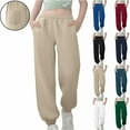 thumbnail image 1 of QATAINLAV Sweatpants for Teen Girls Unisex Baggy Elastic Waist Joggers Cinch Bottom Track Pants with Pockets School Uniform Beige, 1 of 9