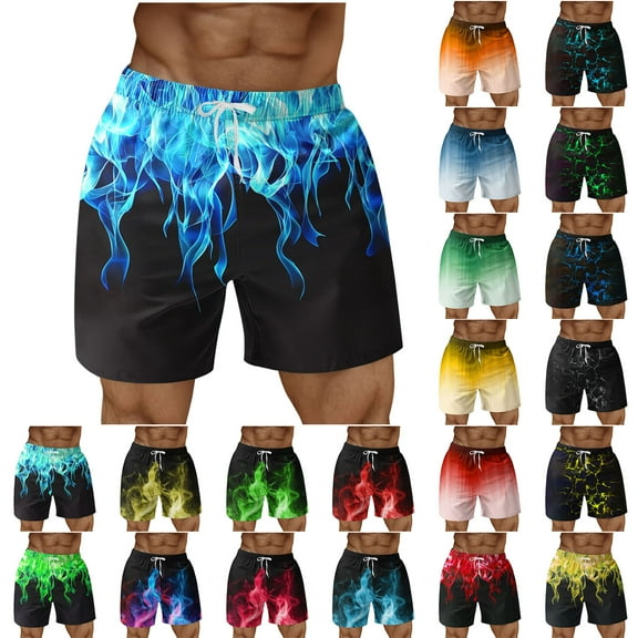 QATAINLAV Swim Trunk for Men Big and Tall Quick Dry Board Shorts Fashion Flame Print Swim Shorts Summer Drawstring Swimsuit Shorts with Pocket Watermelon Red M Mens Gifts