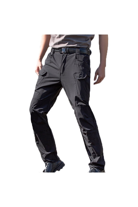 Tactical Pants for Men, Outdoor Lightweight Hiking Cargo Pants Summer Casual Work Pants Button Zip Waist Trousers with Multi Pockets Prime Today Black 3XL