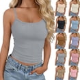 thumbnail image 1 of QATAINLAV Tank Tops for Women Spaghetti Strap Cropped Tops Casual Summer Camisole Shirts Solid Color Basic Homewear Undershirt Khaki, 1 of 8