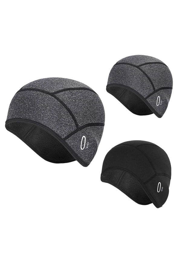 Thermal Fleece Skull Cap Beanie Winter Windproof Cycling Hat Under Helmet Liner Thermal Caps for Men Women Gray