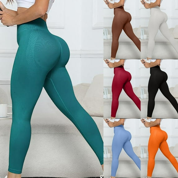 QATAINLAV Tight Leggings for women Solid Color Seamless Sports Hip Lifting Legging Pants Compression Elastic Fitness Yoga Pants Orange S Ofertas en Walmart