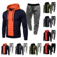 thumbnail image 1 of QATAINLAV Men's 2 Piece Tracksuit Sets Long Sleeve Hoodies Matching Sweatpant Workout Athletic Set Fashion Color Block Jogging Sweatsuit Dark Gray XXL, 1 of 3